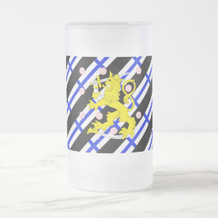 Caneca De Cerveja Vidro Jateado Bandeira de faixas finlandesas