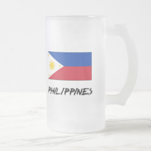 Caneca De Cerveja Vidro Jateado Bandeira de Filipinas