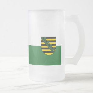 Caneca De Cerveja Vidro Jateado Bandeira de Fosco da Saxónia, Beer Beer Mug