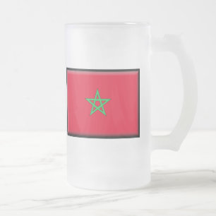 Caneca De Cerveja Vidro Jateado Bandeira de Marrocos