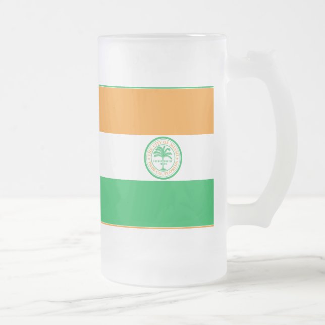 Caneca De Cerveja Vidro Jateado Bandeira de Miami, Flórida Fosco Beer Mug (Direita)