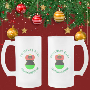 Caneca De Cerveja Vidro Jateado Bandeira de Natal Anjo da Diáspora Africana Person
