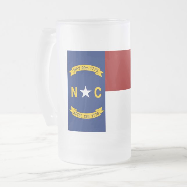 Caneca De Cerveja Vidro Jateado Bandeira de North Carolina (Frente Esquerda)