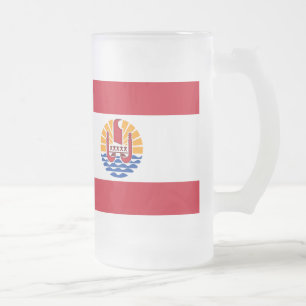 Caneca De Cerveja Vidro Jateado Bandeira de Polinésia francesa