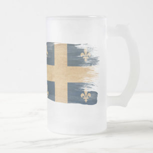 Caneca De Cerveja Vidro Jateado Bandeira de Quebeque