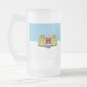 Caneca De Cerveja Vidro Jateado Bandeira de Riga, Letónia, Fosco Glass Beer Mug