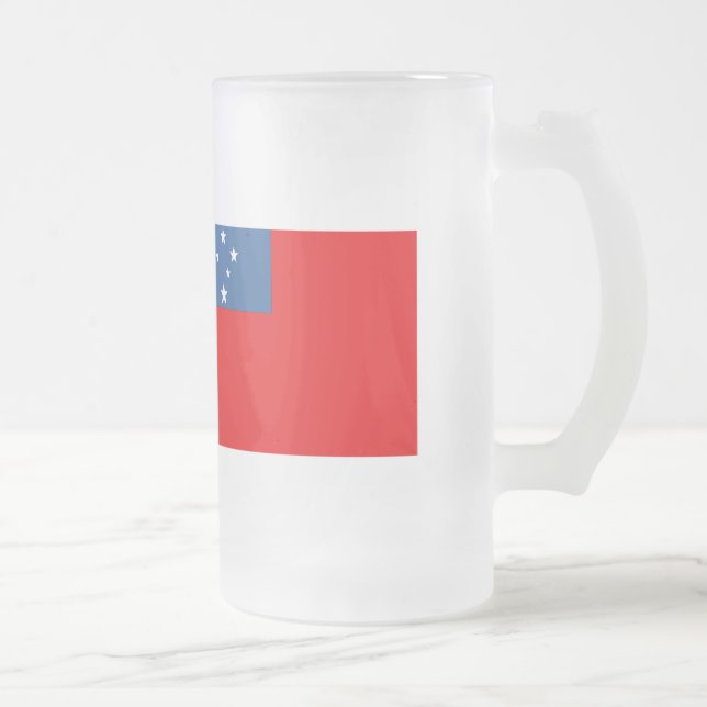 Caneca De Cerveja Vidro Jateado Bandeira de Samoa Ocidental (Direita)