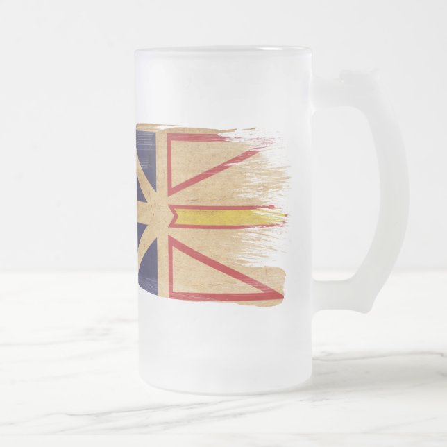 Caneca De Cerveja Vidro Jateado Bandeira de Terra Nova (Direita)