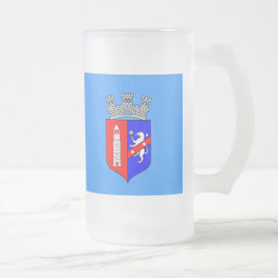 Caneca De Cerveja Vidro Jateado Bandeira de Tirana, Albânia - Fosco Glass Beer Mug