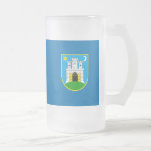 Caneca De Cerveja Vidro Jateado Bandeira de Zagreb, Fosco-da-Croácia, Tambor de Vi