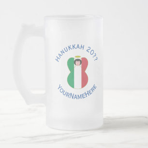 Caneca De Cerveja Vidro Jateado Bandeira do Anjo Italiano para Hanukkah