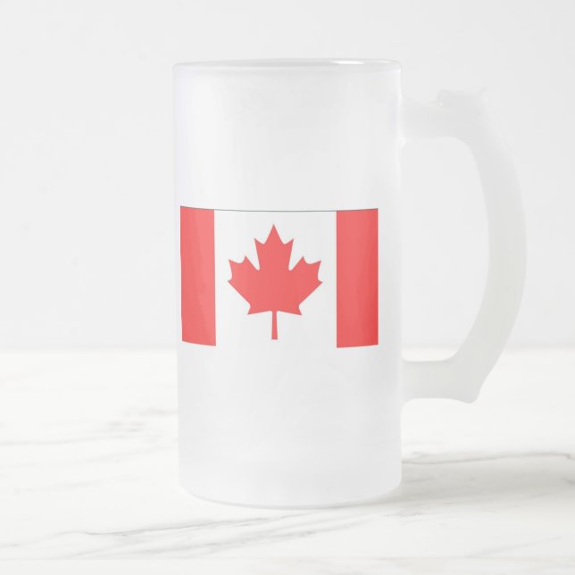 Caneca De Cerveja Vidro Jateado Bandeira do Canadá (Direita)