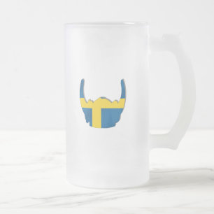 Caneca De Cerveja Vidro Jateado Bandeira do capacete de Viking do sueco da suecia