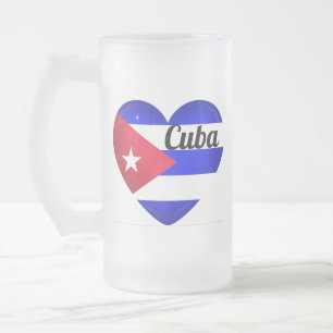 Caneca De Cerveja Vidro Jateado Bandeira do Coração de Cuba