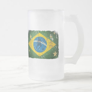 Caneca De Cerveja Vidro Jateado Bandeira do Grunge de Brasil para brasileiros no