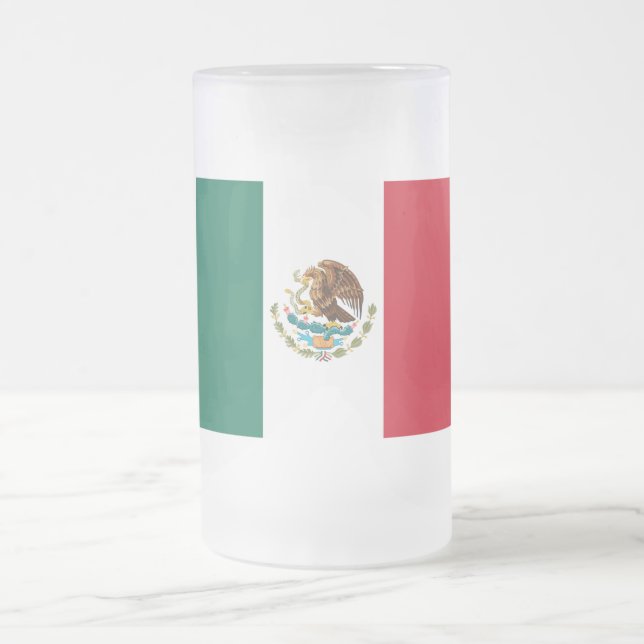 Caneca De Cerveja Vidro Jateado Bandeira do México, Bandera da República Mexicana (Centro)