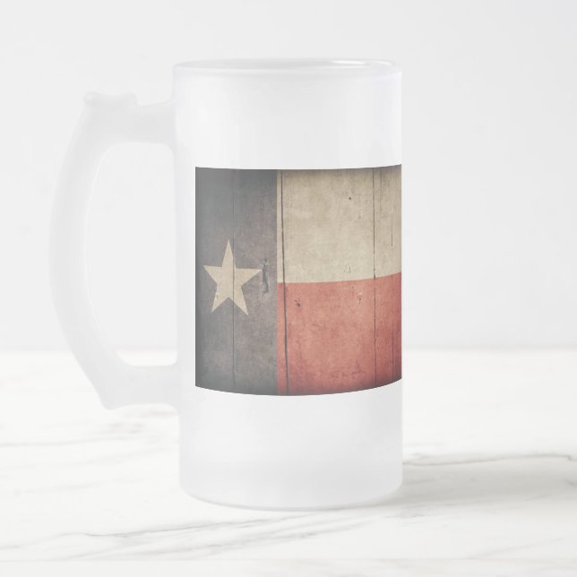 Caneca De Cerveja Vidro Jateado Bandeira do Texas de madeira robusta (Esquerda)