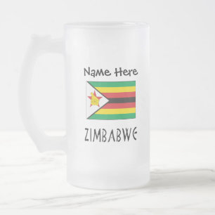 Caneca De Cerveja Vidro Jateado Bandeira do Zimbábue Personalizada