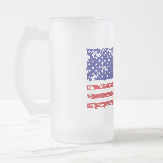 Caneca De Cerveja Vidro Jateado Bandeira em Distância dos Estados Unidos (Esquerda)