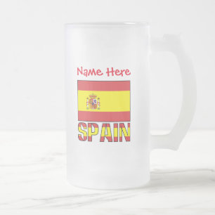 Caneca De Cerveja Vidro Jateado Bandeira Espanhola Vermelha Personalização Espanha
