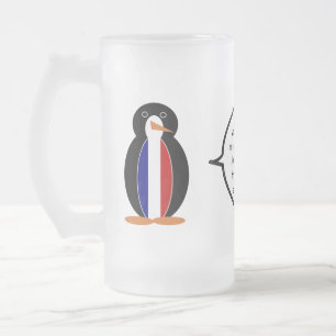 Caneca De Cerveja Vidro Jateado Bandeira Francesa Pinguim Falante Personalizado