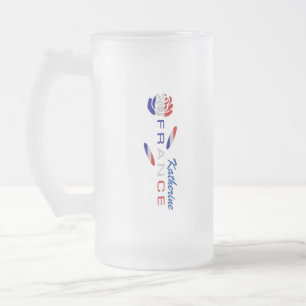 Caneca De Cerveja Vidro Jateado Bandeira Francesa Rosa Personalizada Grande