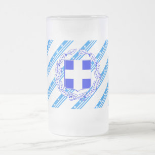Caneca De Cerveja Vidro Jateado Bandeira grega das listras
