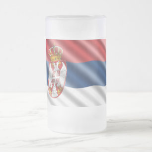 Caneca De Cerveja Vidro Jateado Bandeira sérvio
