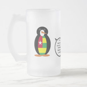 Caneca De Cerveja Vidro Jateado Bandeira Togolesa Pinguim Sra. Personalizada Fala 