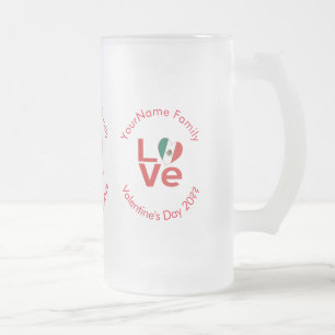Caneca De Cerveja Vidro Jateado Bandeira Vermelha Mexicana Personalizada de AMOR