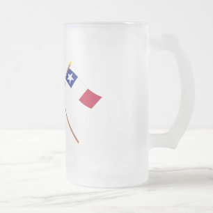 Caneca De Cerveja Vidro Jateado Bandeiras cruzadas de Texas e de Dodson
