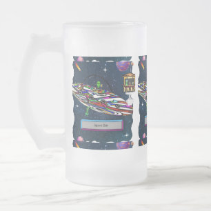 Caneca De Cerveja Vidro Jateado Bar da alienígena espacial ufo