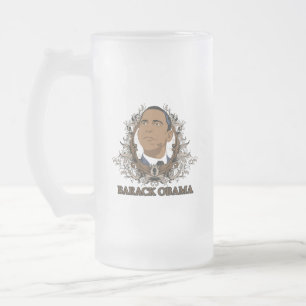 Caneca De Cerveja Vidro Jateado Barack Obama