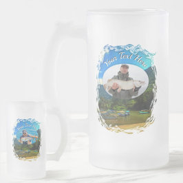 Caneca De Cerveja Vidro Jateado Barcos De Pesca Do Rio Mismaloya 0344