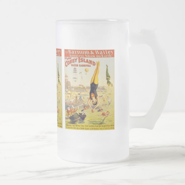 Caneca De Cerveja Vidro Jateado Barnum & carnaval da água de Bailey Coney Island (Direita)