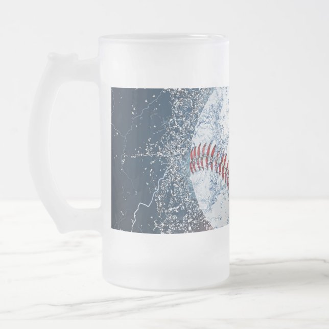Caneca De Cerveja Vidro Jateado Baseball (Esquerda)