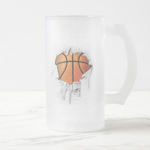 Caneca De Cerveja Vidro Jateado Basquete Torn