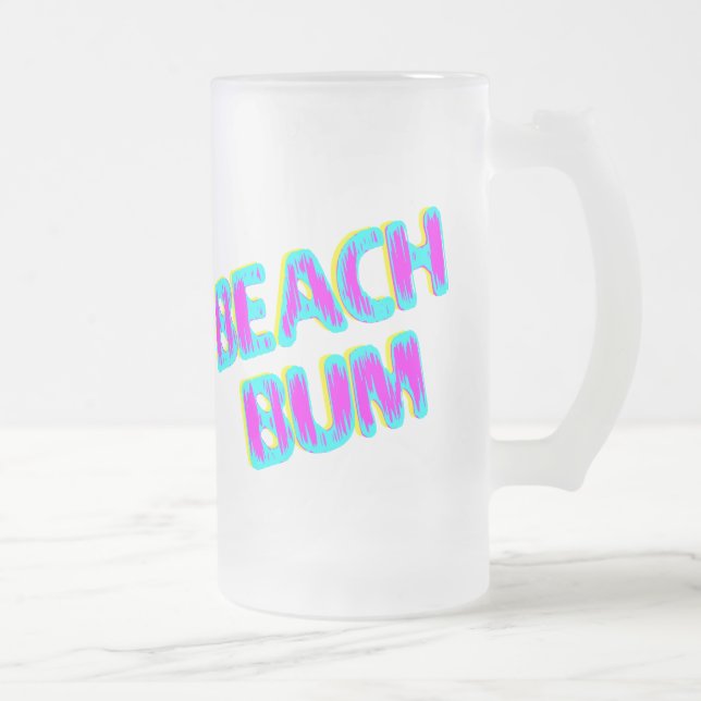 Caneca De Cerveja Vidro Jateado Beach Bum dizendo rosa e chato (Direita)