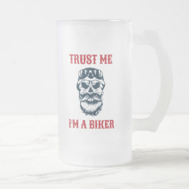 Caneca De Cerveja Vidro Jateado Beard Scull | Motociclos | Acredite que sou um mot