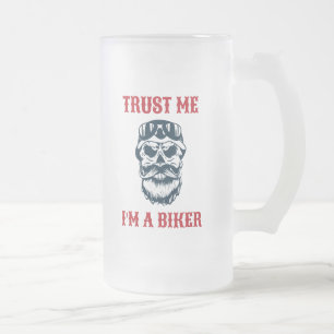 Caneca De Cerveja Vidro Jateado Beard Scull   Motociclos   Acredite que sou um mot