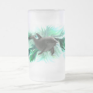 Caneca De Cerveja Vidro Jateado Bebé de delfim