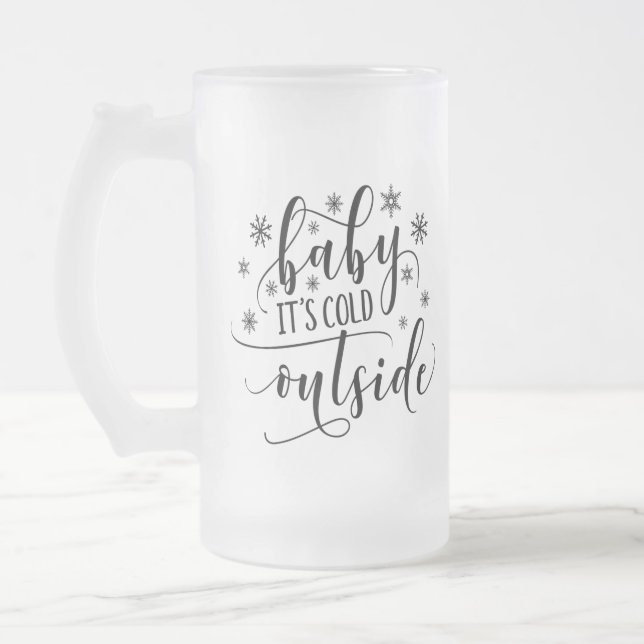 Caneca De Cerveja Vidro Jateado Bebê Está Frio Fora Caneca de Vidro (Esquerda)