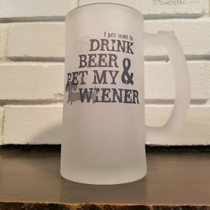 Caneca De Cerveja Vidro Jateado Beber Cerveja E Pet My Wiener Beer Dachshund Mug