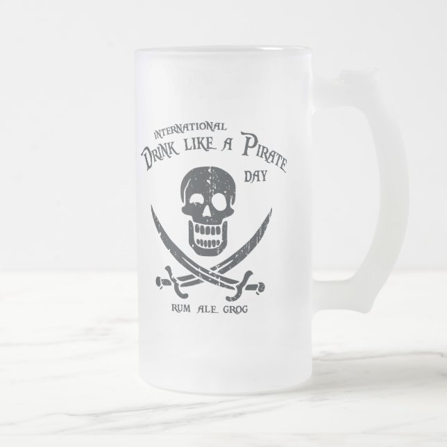 Caneca De Cerveja Vidro Jateado Bebida como um pirata (Direita)