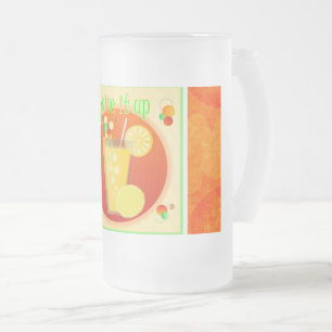 Caneca De Cerveja Vidro Jateado Bebida De Sumo Frio Fosco De Laranja