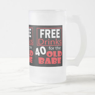 Caneca De Cerveja Vidro Jateado Bebidas gratuitas para o bebê de aniversário de 40