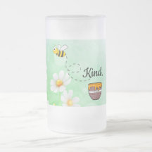 Bee Kind Texto floral verde de cartoon de insetos