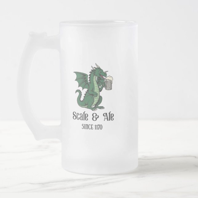 Caneca De Cerveja Vidro Jateado Beer Drinking Dragon (Esquerda)