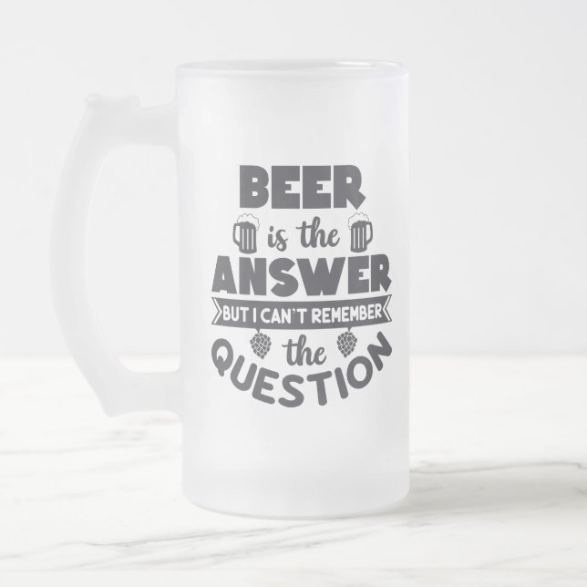 Caneca De Cerveja Vidro Jateado Beer É A Resposta (Esquerda)