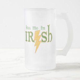 Caneca De Cerveja Vidro Jateado Beije-Me Irish Lightning Bolt Mug
